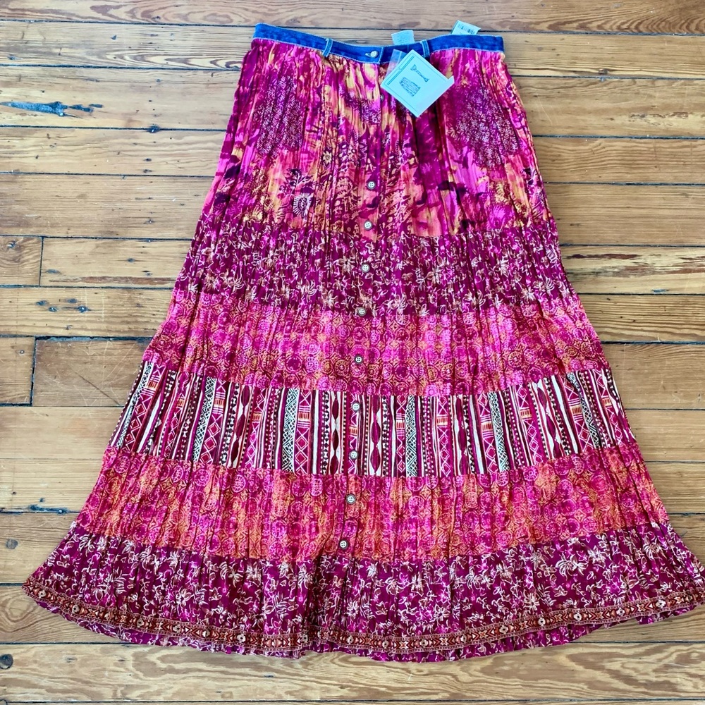 *vintage* St. John's Bay Pink Pattern Midi Skirt